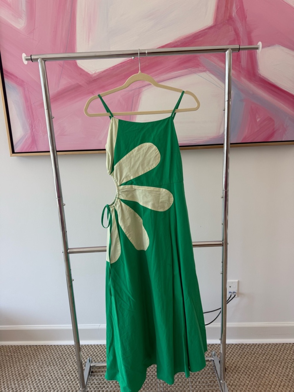 Strut and Bolt Green Floral Cutout Midi Dress, size s